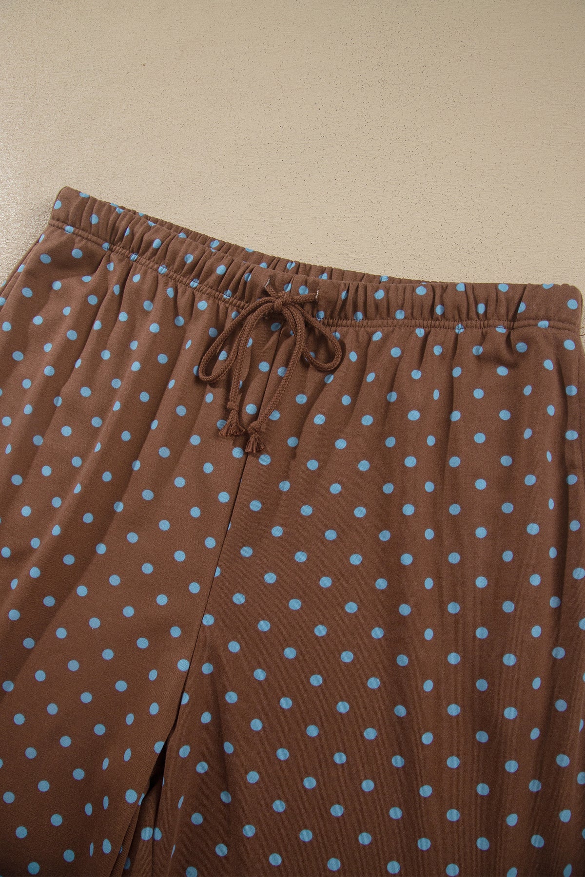 Polka Dot Round Neck Long Sleeve Plus Size Pant Set