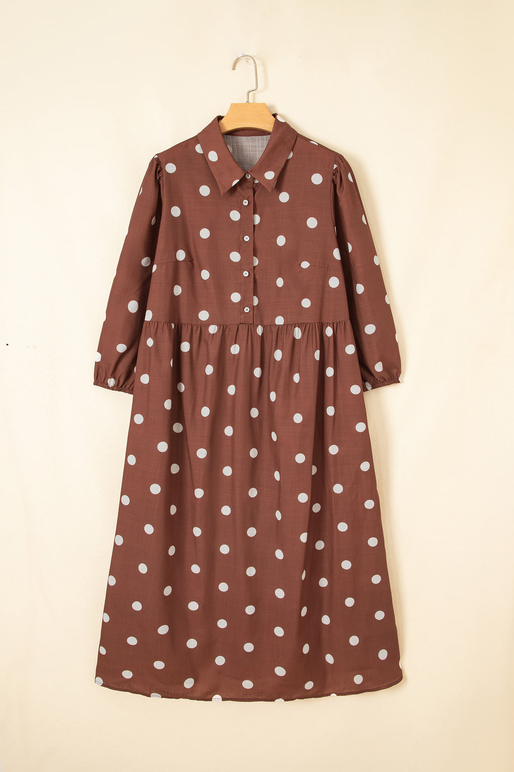 Polka Cuffs Sleeve Shift Plus Size Dress with Pockets