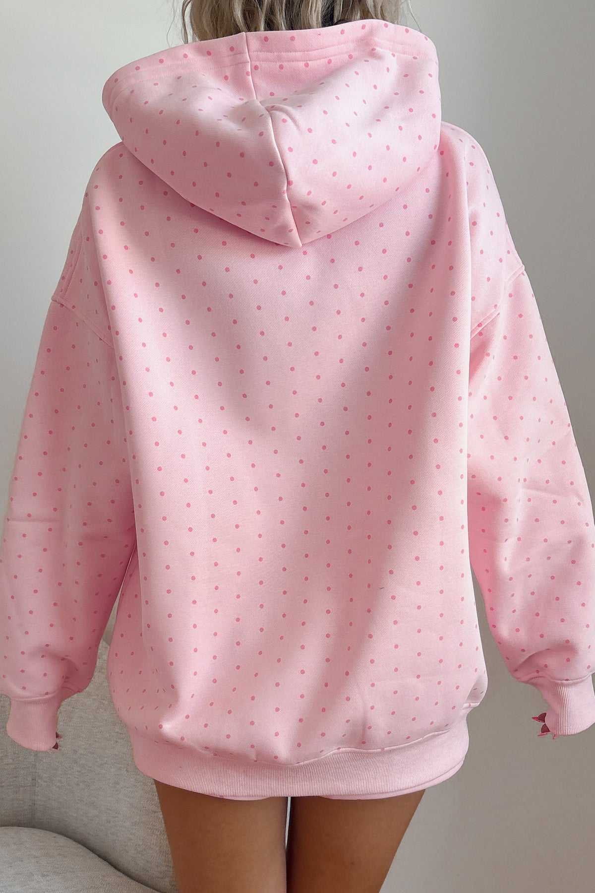 Polka Dot Oversized Hoodie Shorts Set (2 Colors Available)