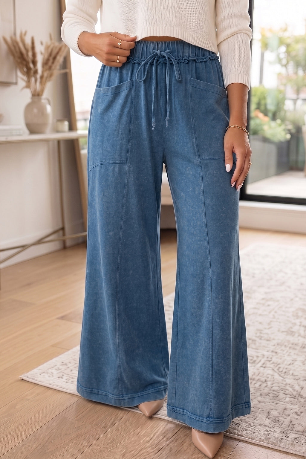 Mineral Wash Flare Leg Pants (3 Colors Available)