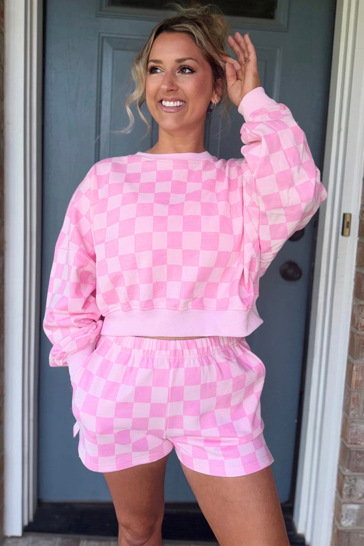 Checkered Crop Top & Shorts Set (3 Colors Available)