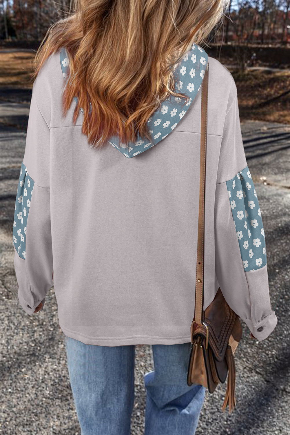 Floral Patchwork Star Drawstring Hoodie (3 Colors Available)