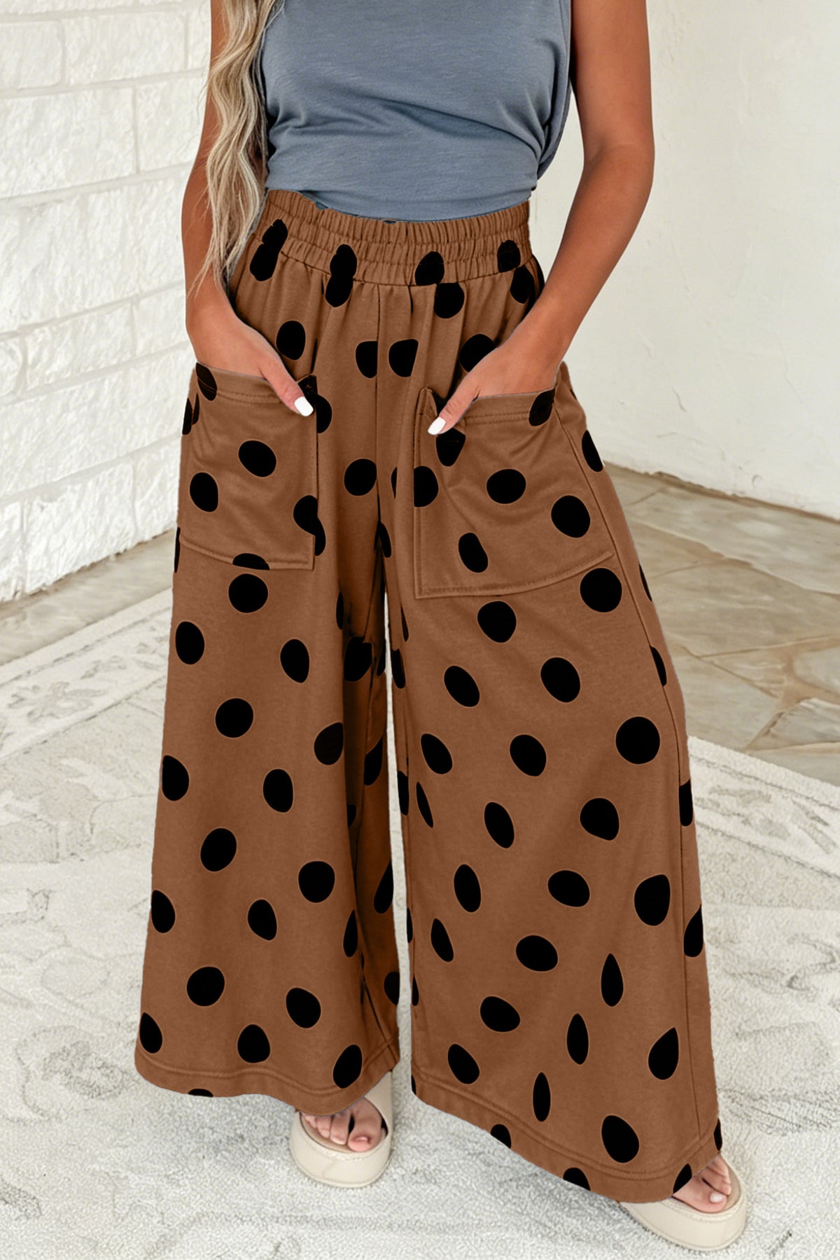 Polka Dot Wide Leg Pants (4 Colors Available)