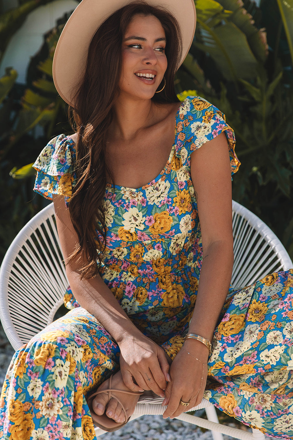 Floral Cut Out High Waist Jumpsuit