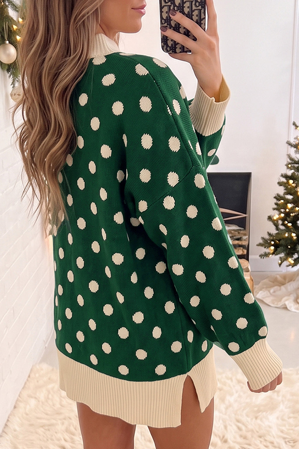 Polka Dot Ribbed Tunic Sweater (3 Colors Available)