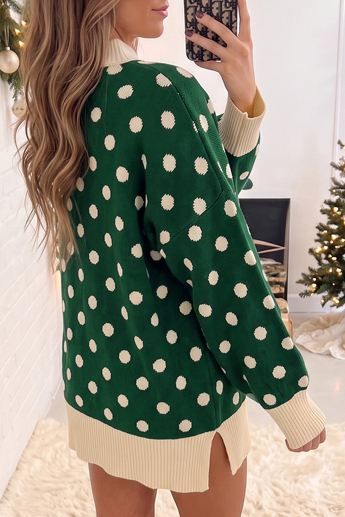 Polka Dot Ribbed Tunic Sweater (3 Colors Available)
