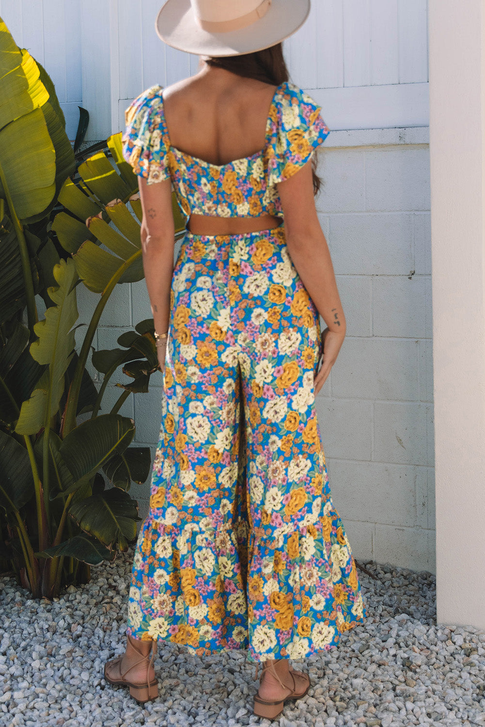 Floral Cut Out High Waist Jumpsuit