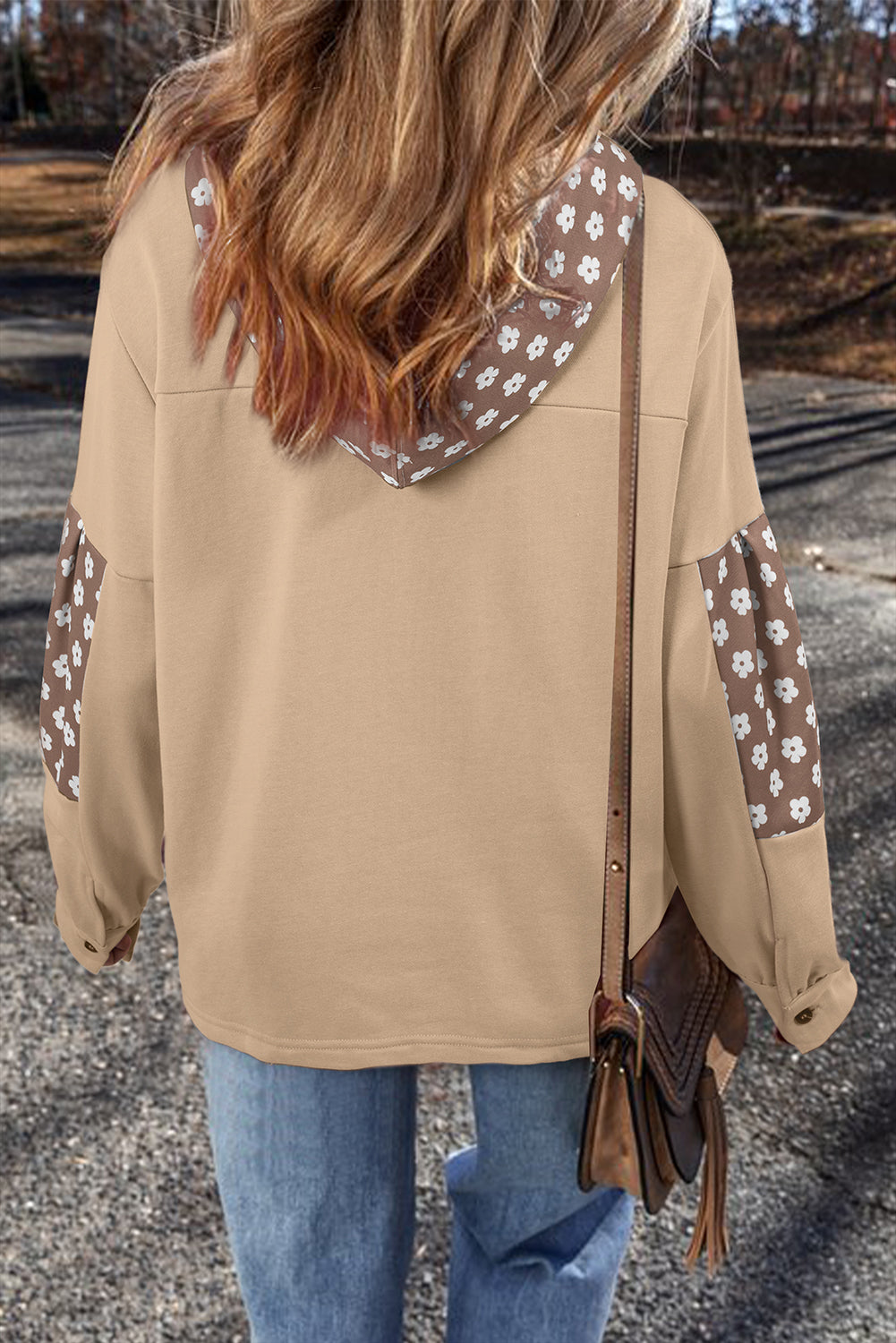 Floral Patchwork Star Drawstring Hoodie (3 Colors Available)