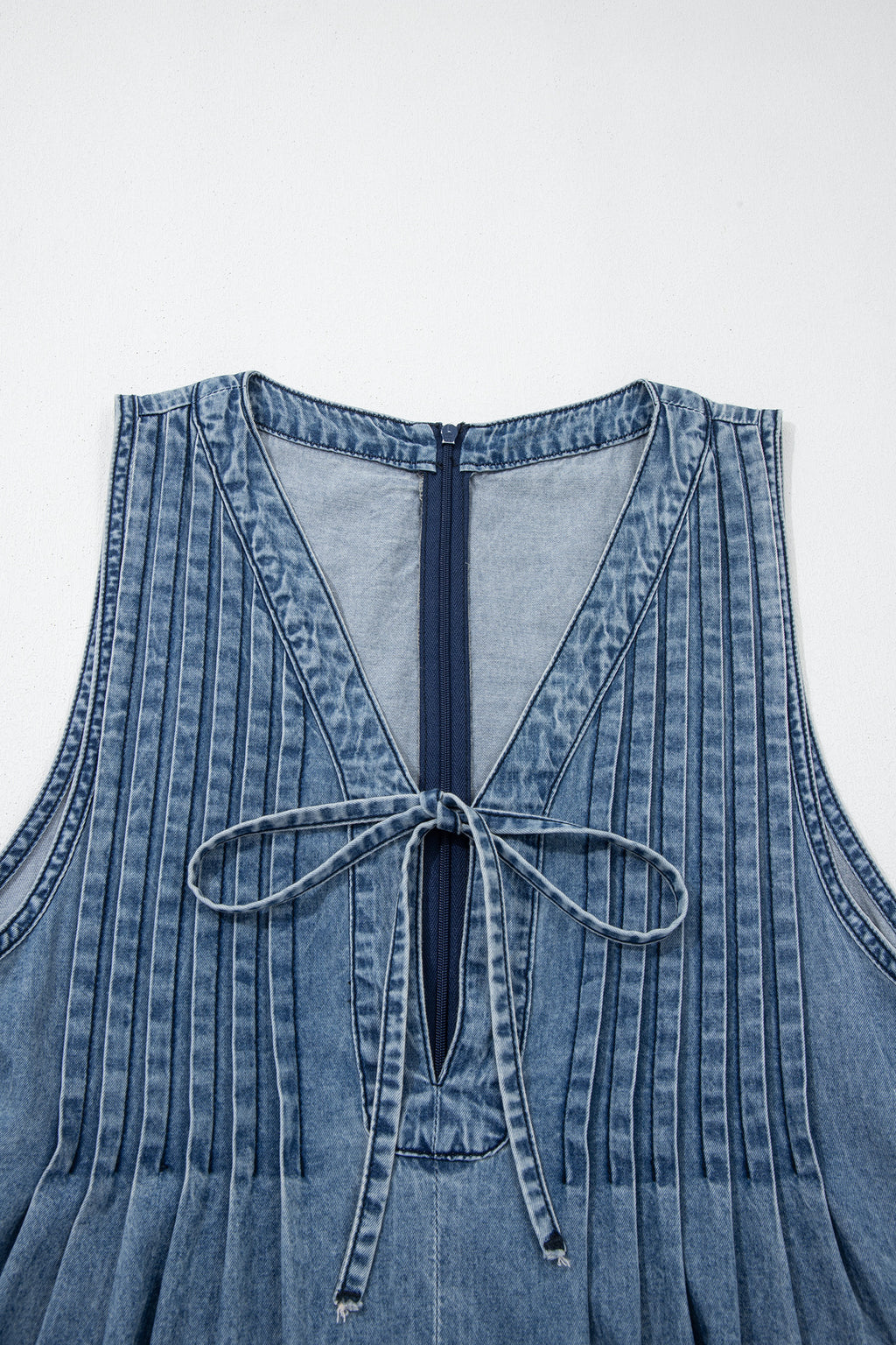 Acid Wash Denim Wide Leg Jumpsuit