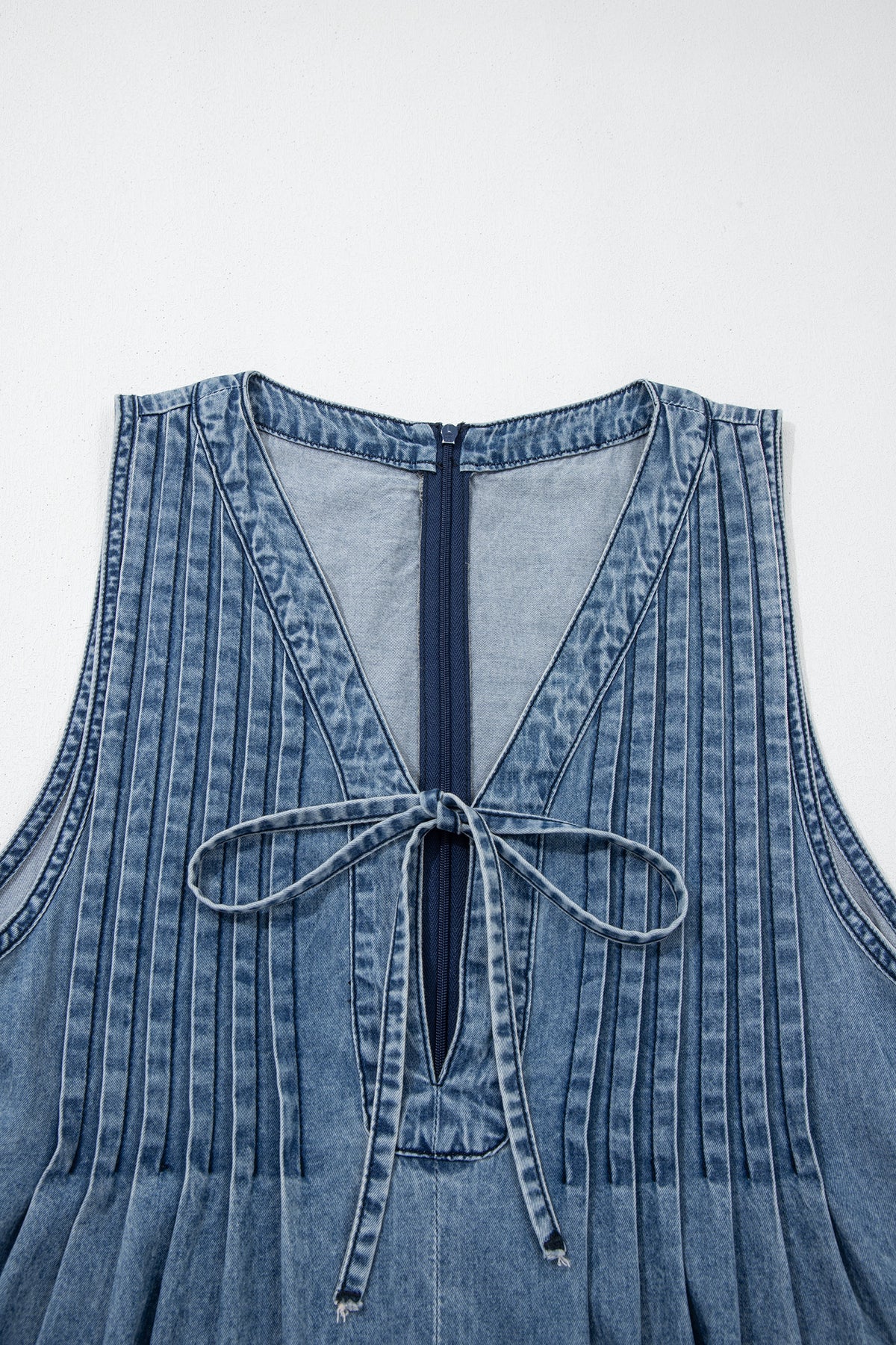 Acid Wash Denim Wide Leg Jumpsuit