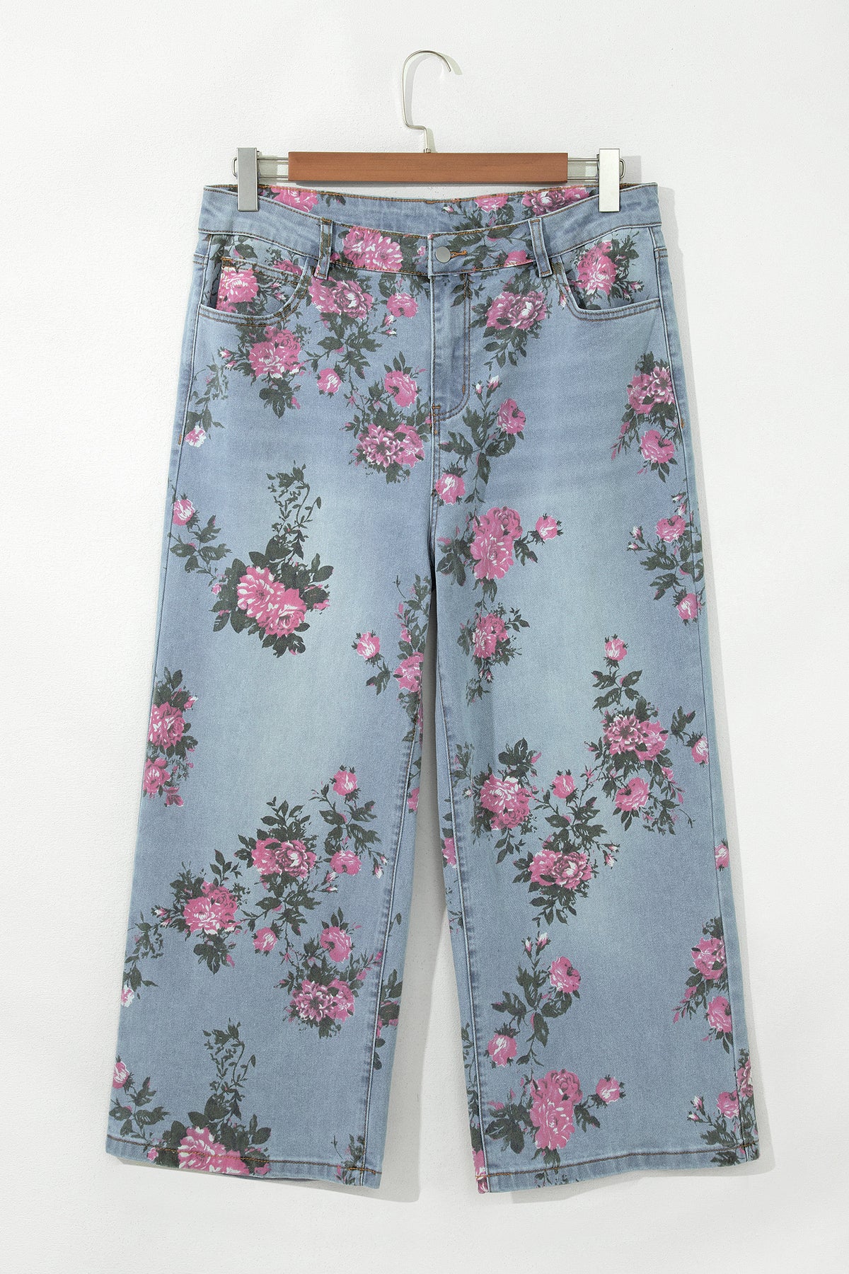 Floral Ankle Length Plus Size Jeans