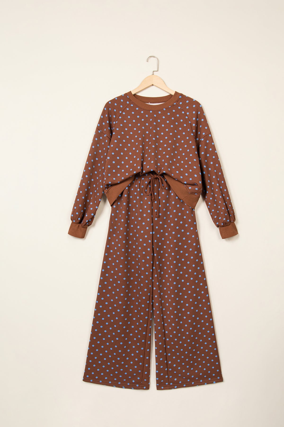 Polka Dot Long Sleeve Top & Wide Leg Pant Set (3 Colors Available)
