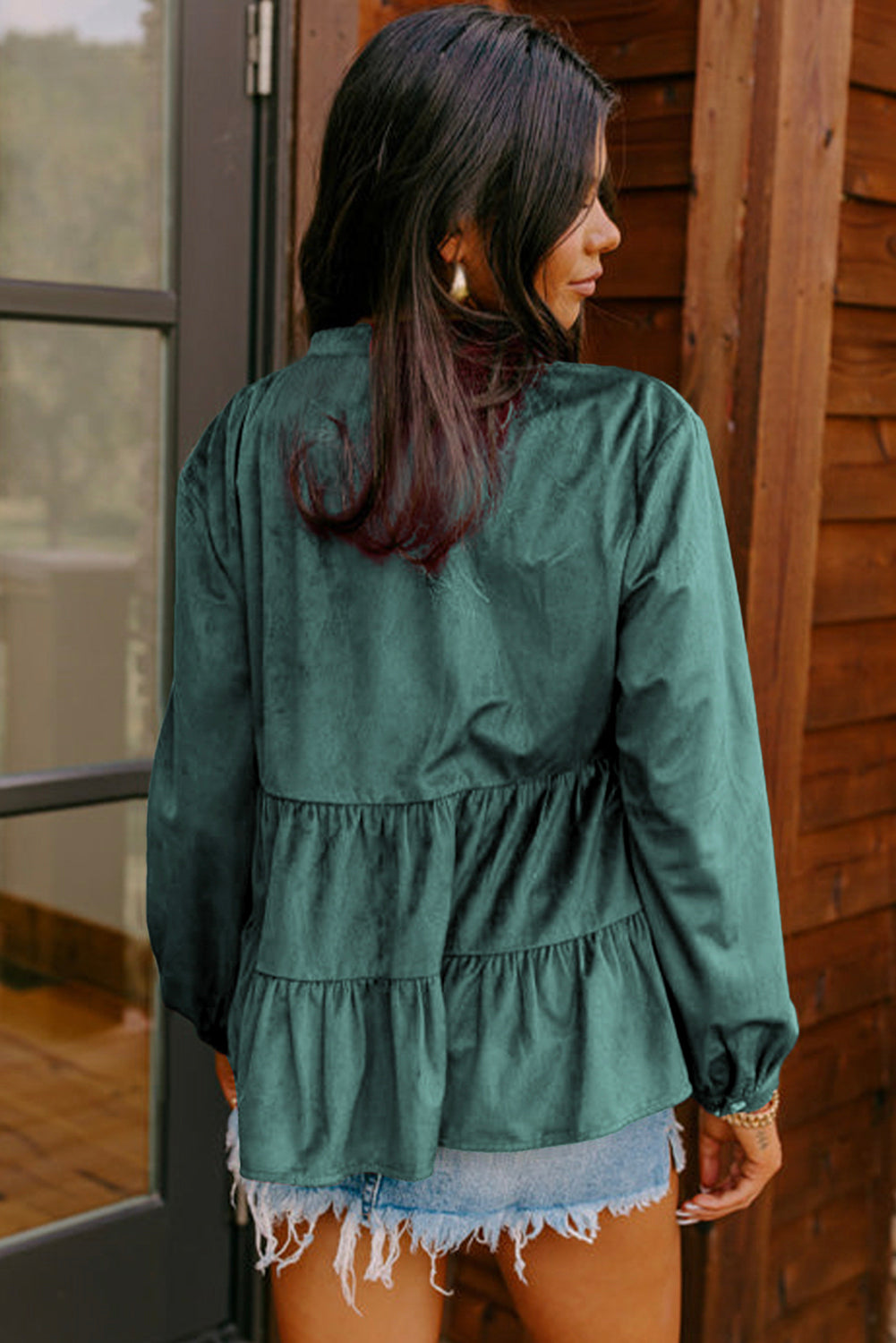 Corduroy Ruffle Tiered Top