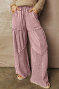 Mineral Wash Patchwork Wide Leg Pants (3 Colors Available)