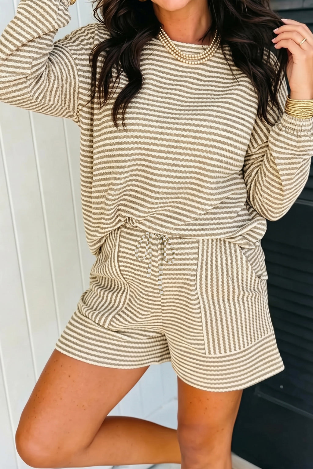Striped Knit Short Set (4 Colors Available)