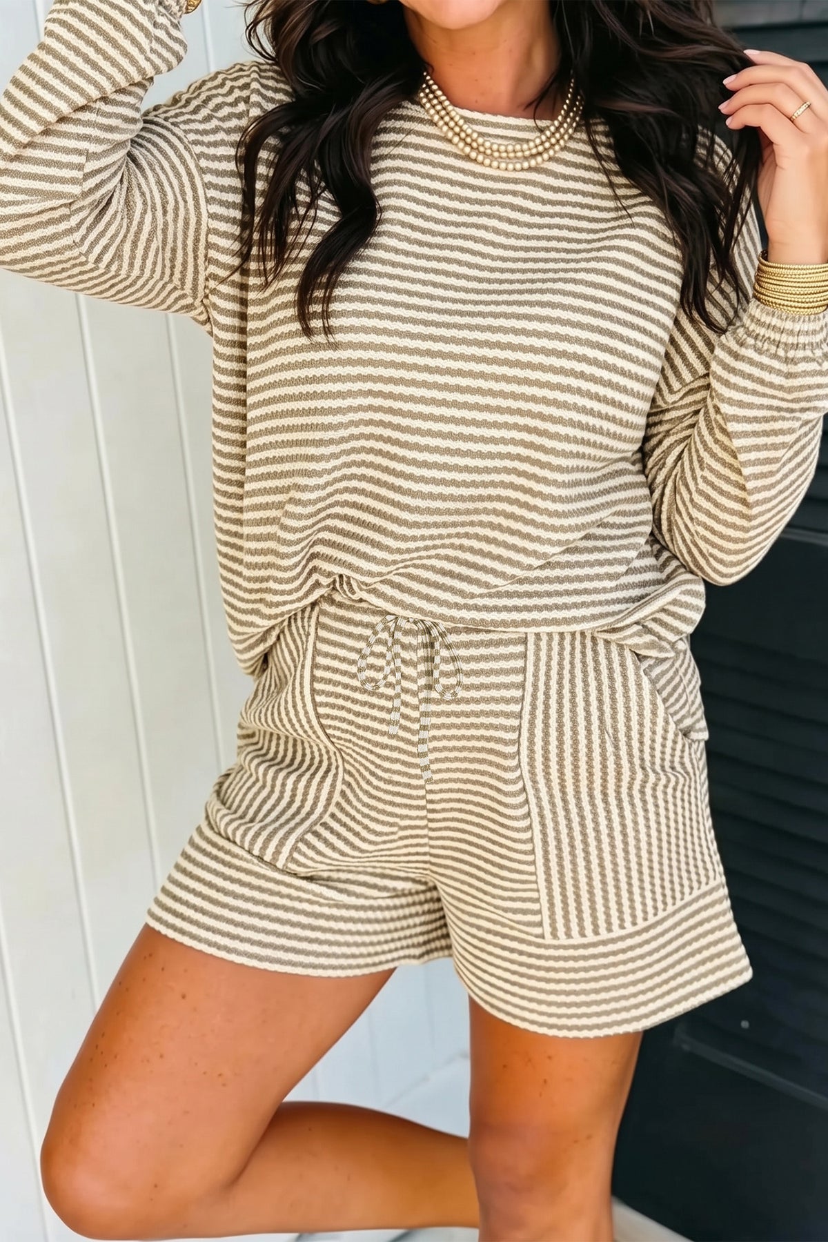 Striped Knit Short Set (4 Colors Available)