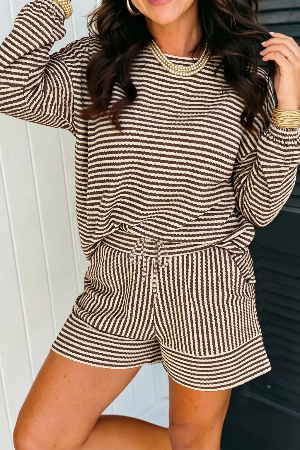 Striped Knit Short Set (4 Colors Available)