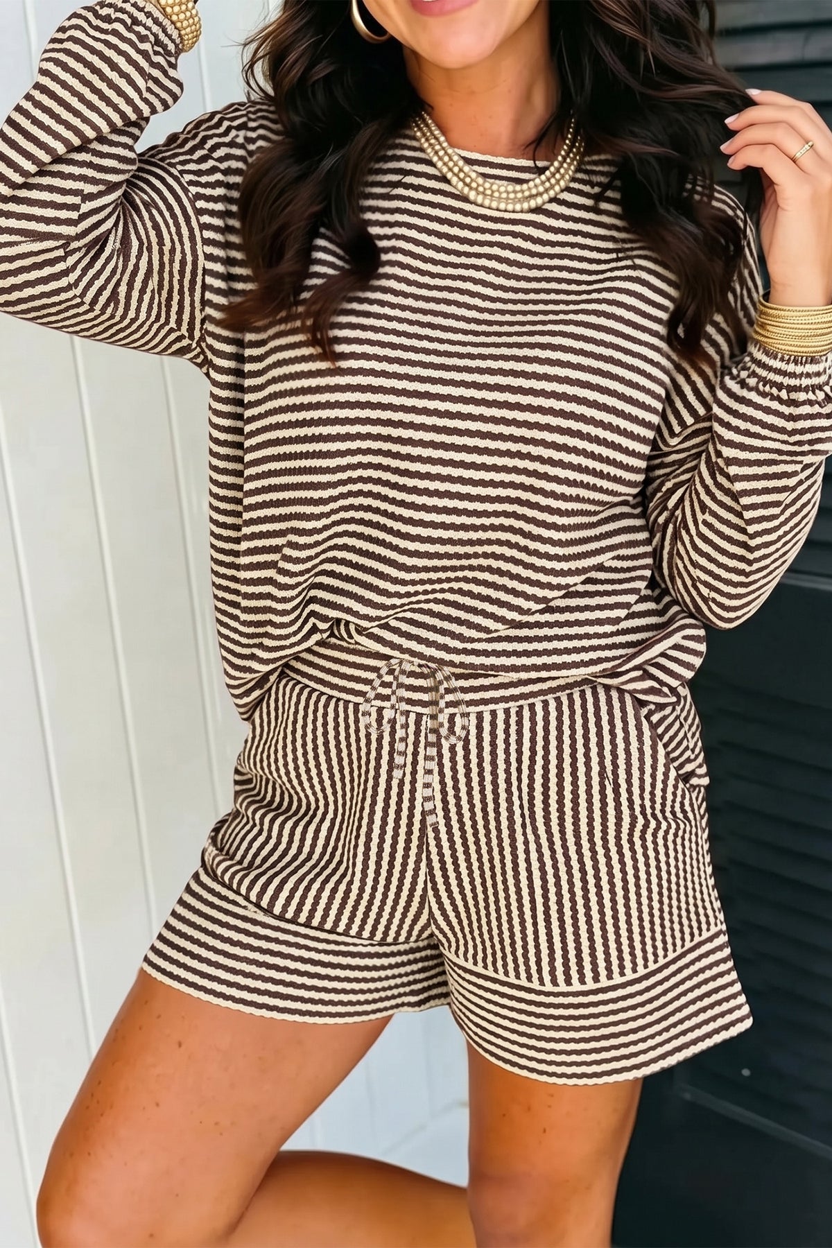 Striped Knit Short Set (4 Colors Available)
