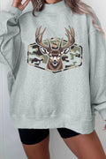 Oversize Camouflage Deer Mock Neck Sweatshirt