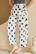 Polka Dot Bow Pocket Barrel Pants (2 Colors Available)
