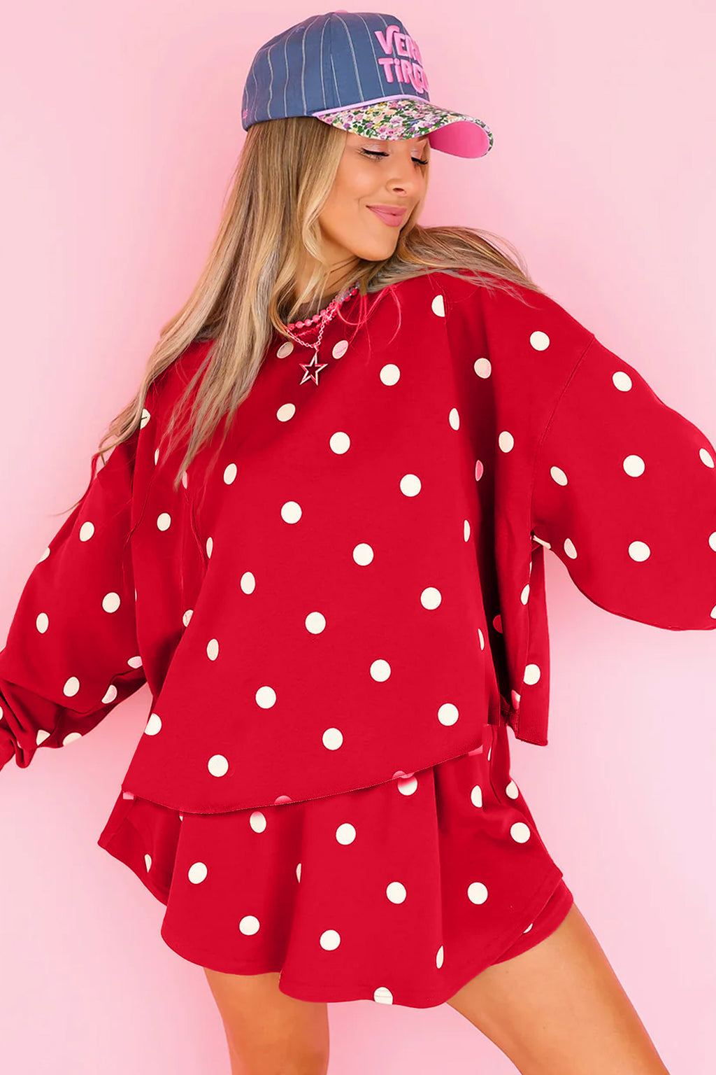 Polka Dot Pullover Skort Set (4 Colors Available)