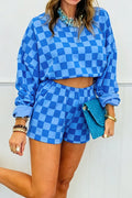 Checkered Crop Top & Shorts Set (3 Colors Available)