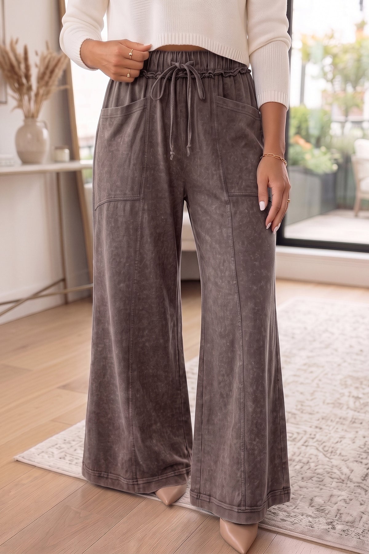 Mineral Wash Flare Leg Pants (3 Colors Available)