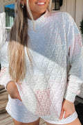 Floral Quilted Patchwork Mock Neck Top & Short Set