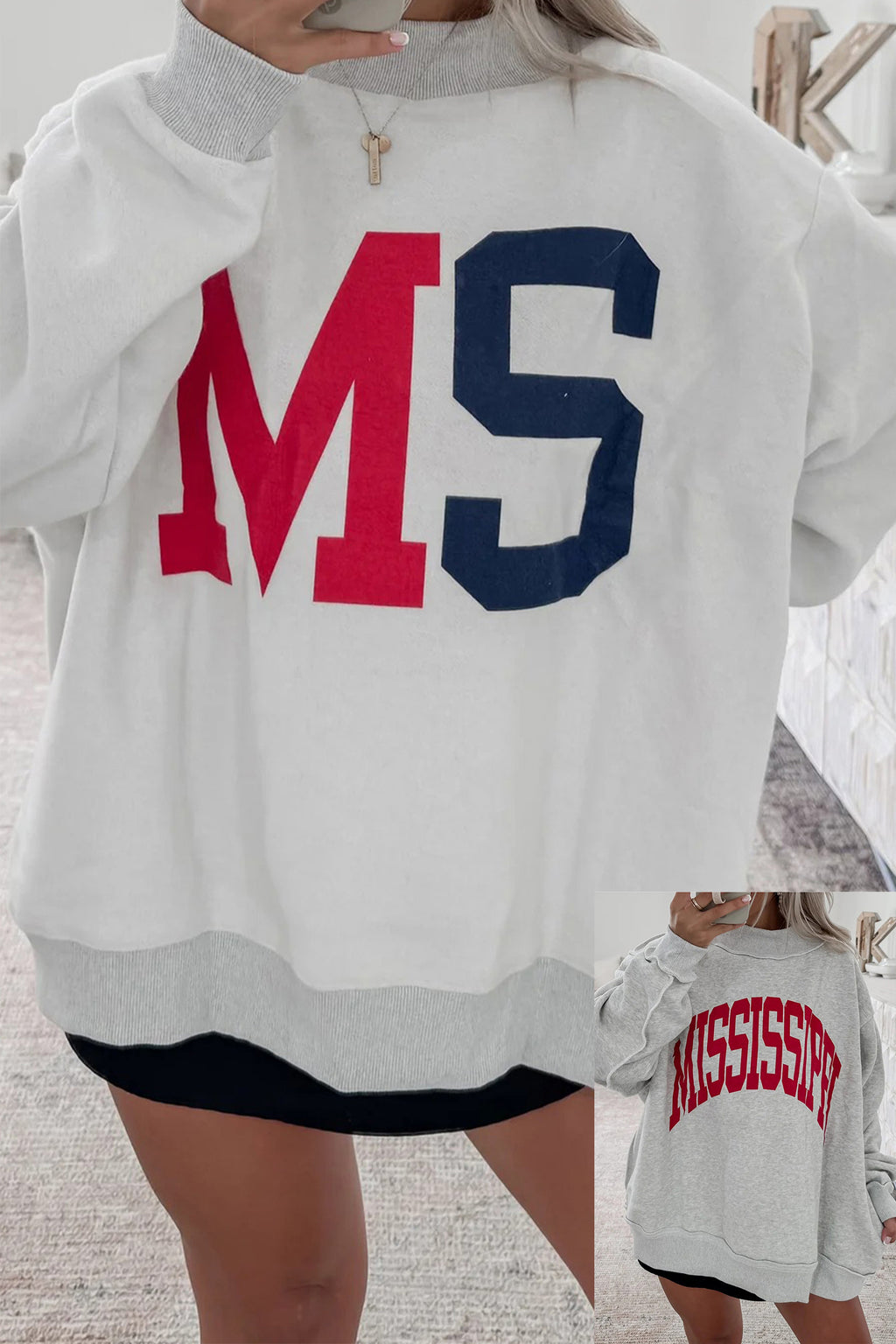 MS & AL Reversible Mock Neck Sweatshirt (2 Options Available)