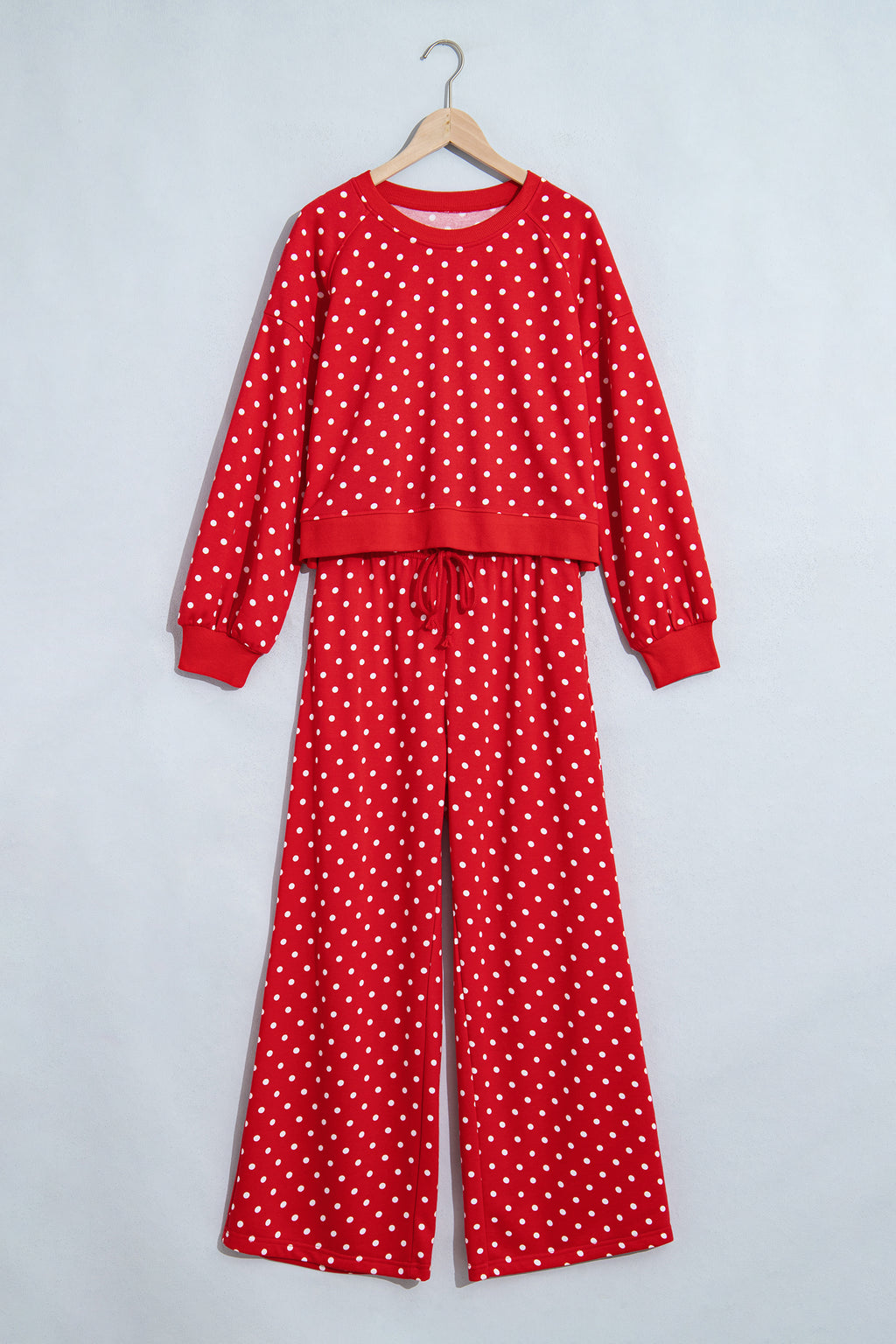 Polka Dot Long Sleeve Top & Wide Leg Pant Set (3 Colors Available)
