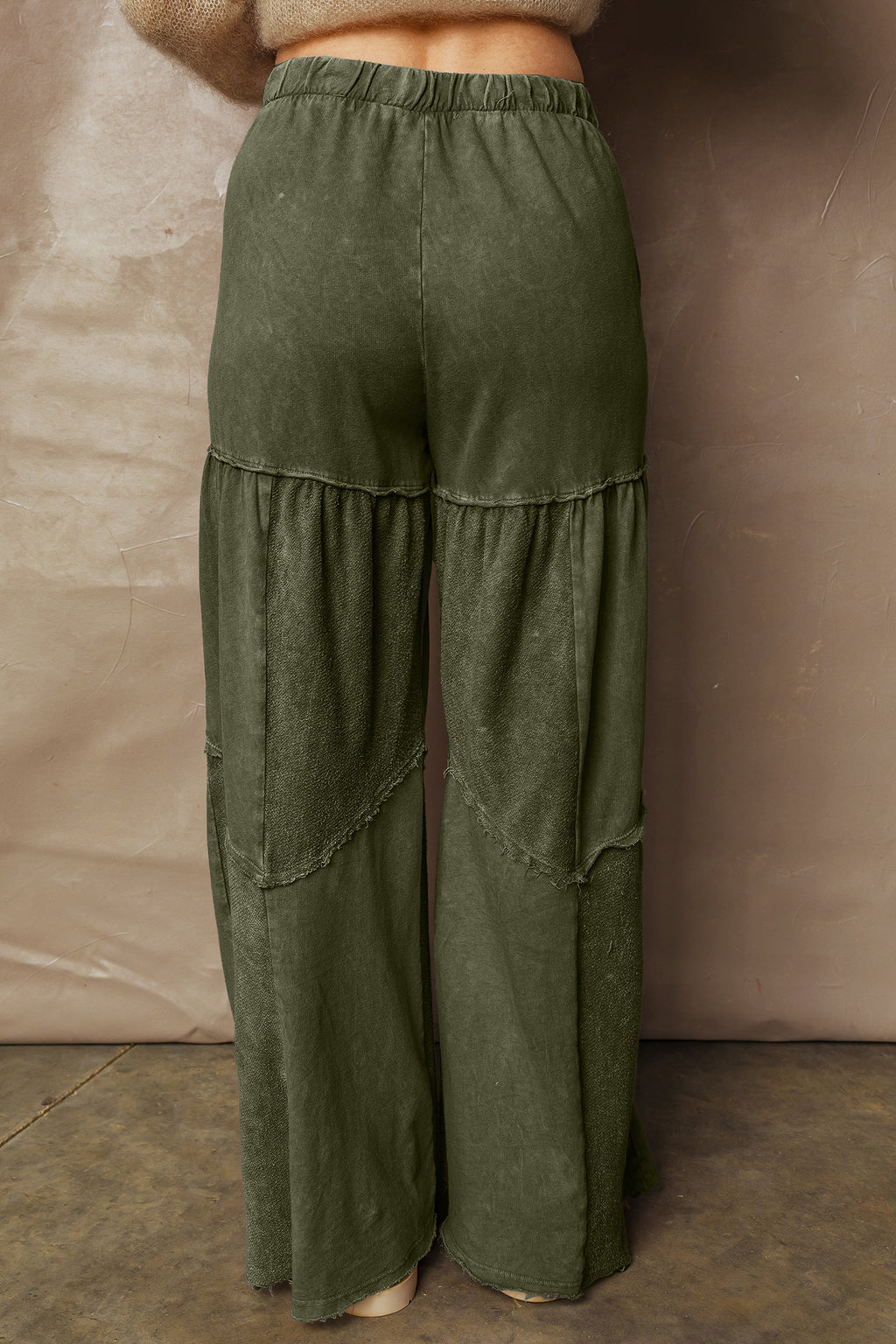 Mineral Wash Patchwork Wide Leg Pants (3 Colors Available)