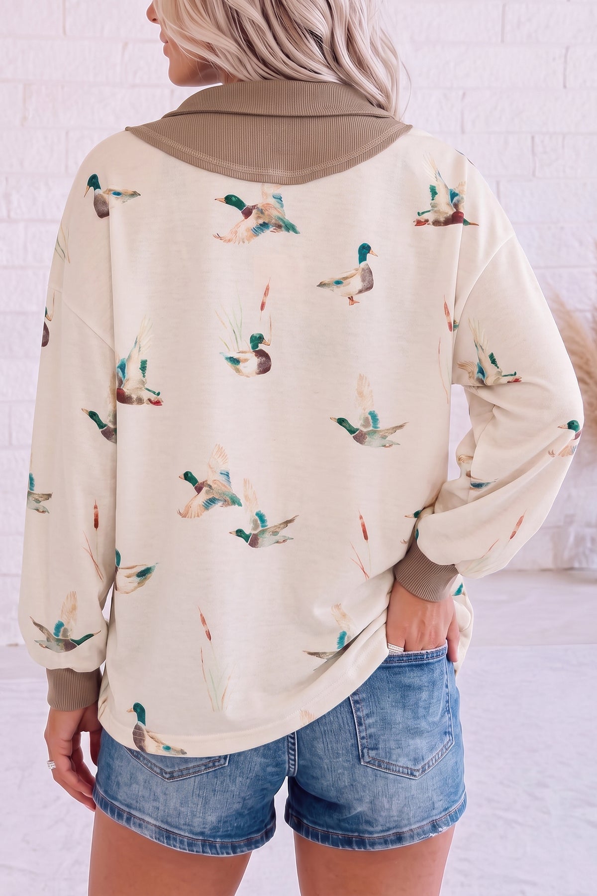Mallard Color Block Patchwork Zip Neck Tunic