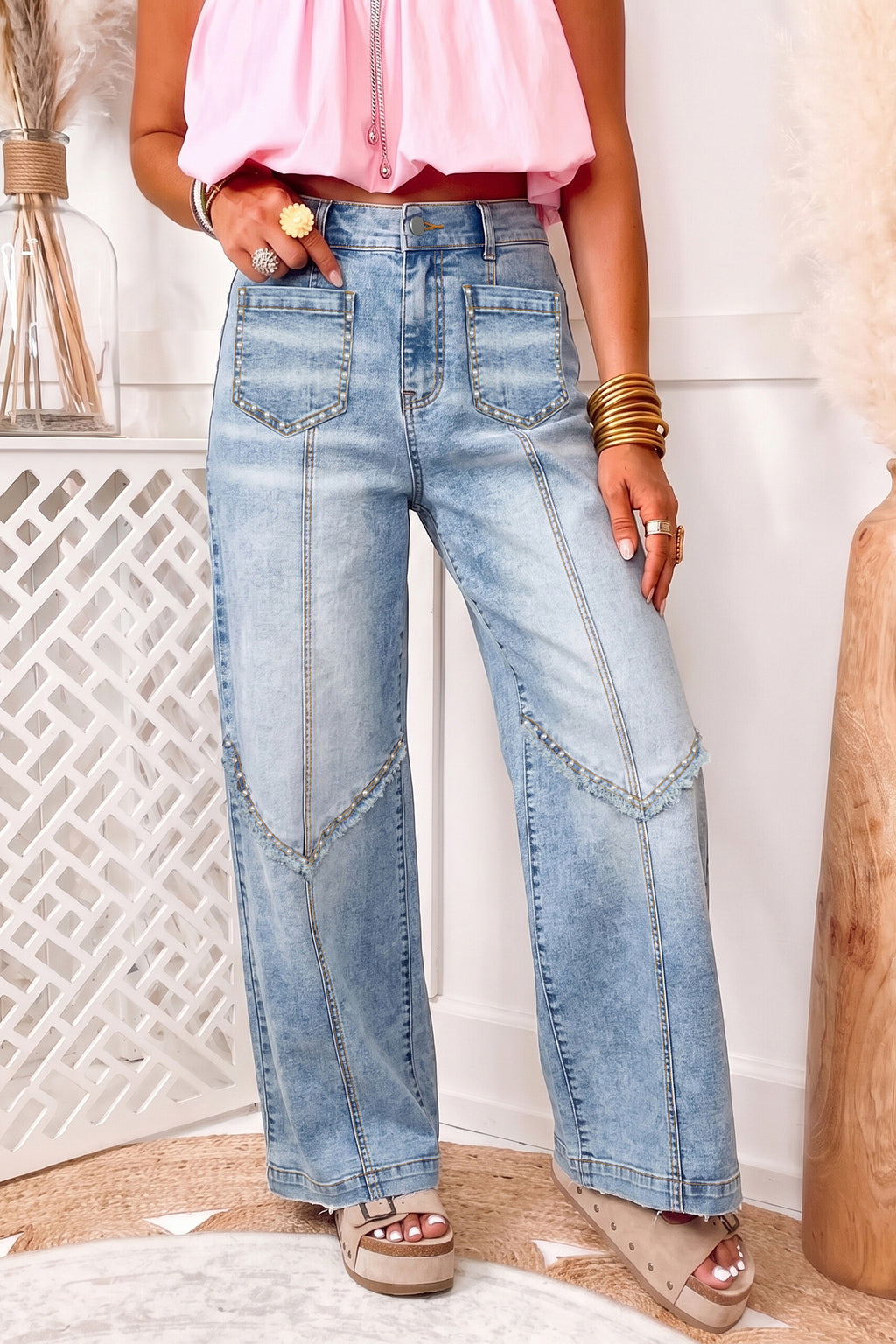 Studded Wide Leg Jeans