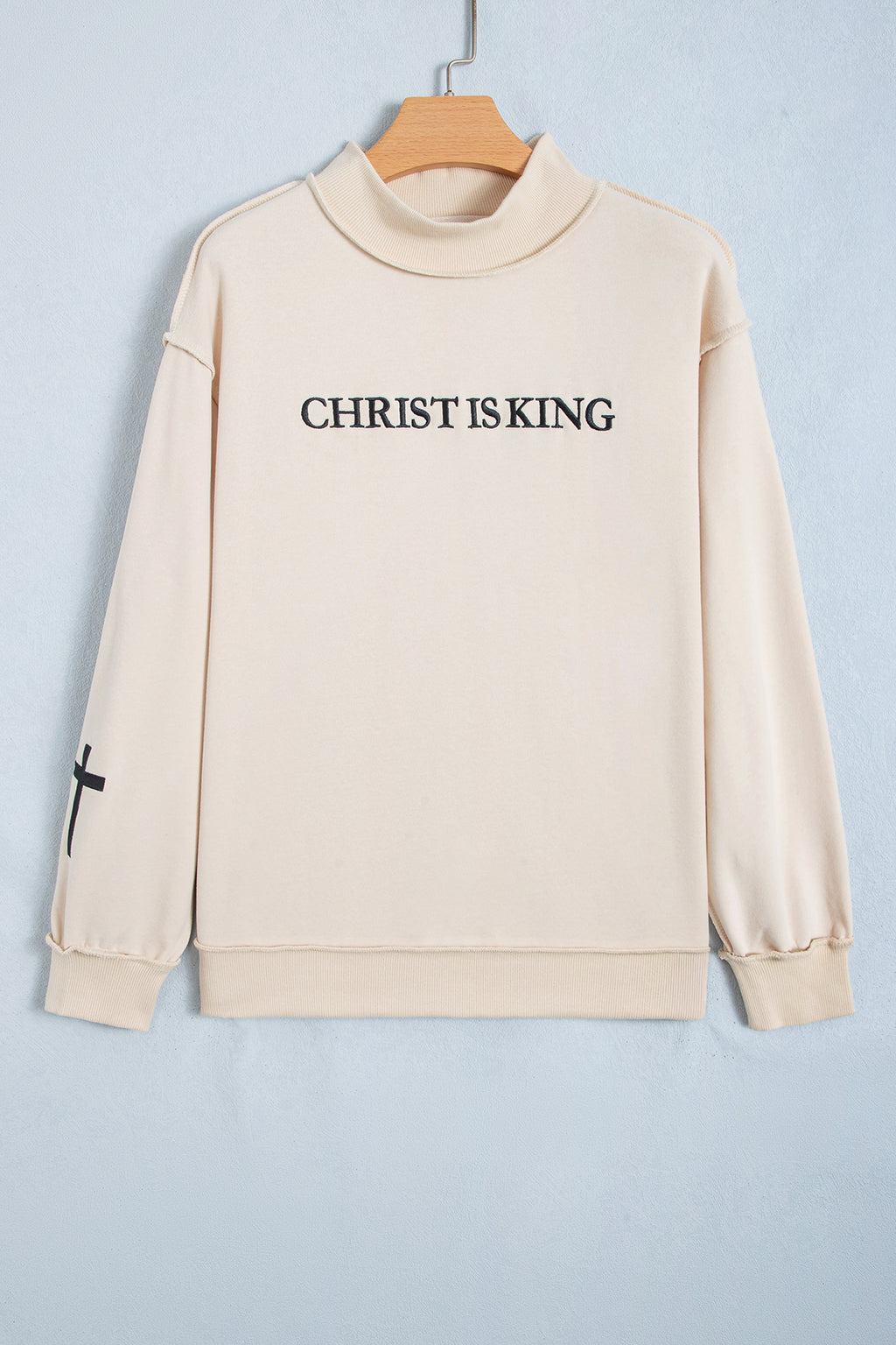 CHRIST IS KING Embroidered High Neck Sweatshirt (2 Colors Available)