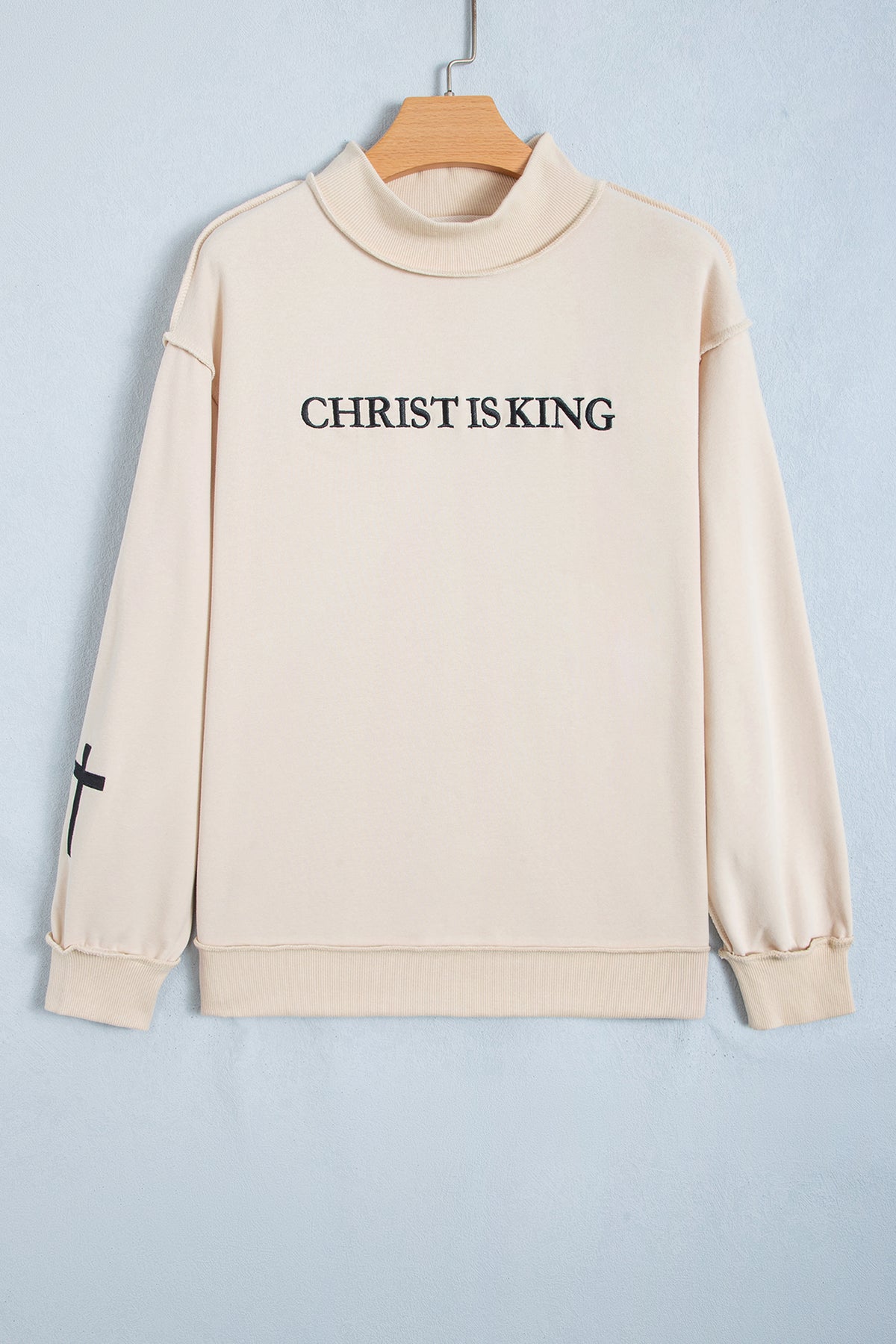 CHRIST IS KING Embroidered High Neck Sweatshirt (2 Colors Available)