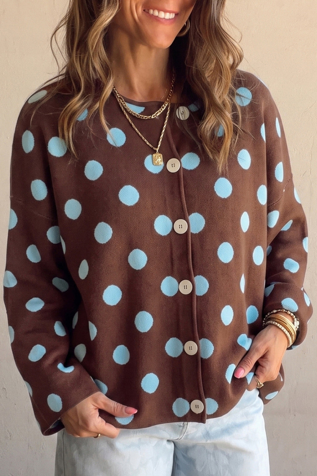 Polka Dot Button Down Cardigan