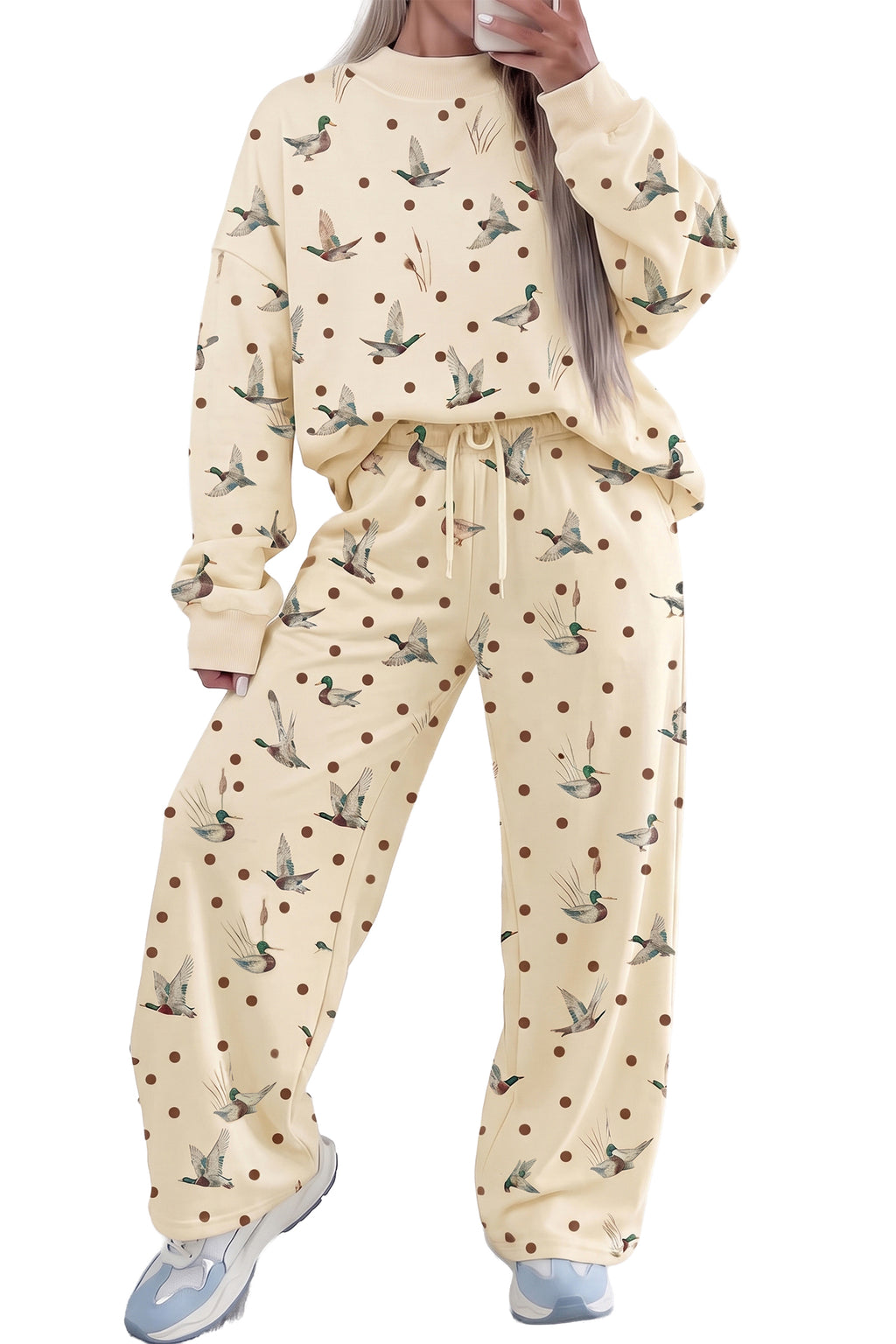 Polka Dot Mallard Crewneck Pullover & Pants Set