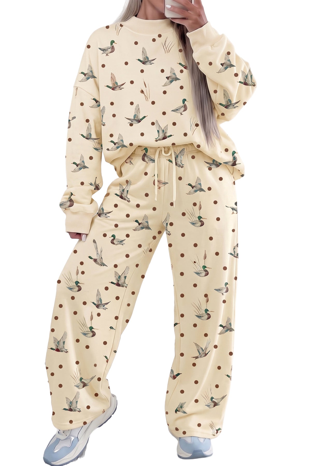 Polka Dot Mallard Crewneck Pullover & Pants Set