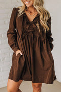 Bow Knot Corduroy Mini Dress