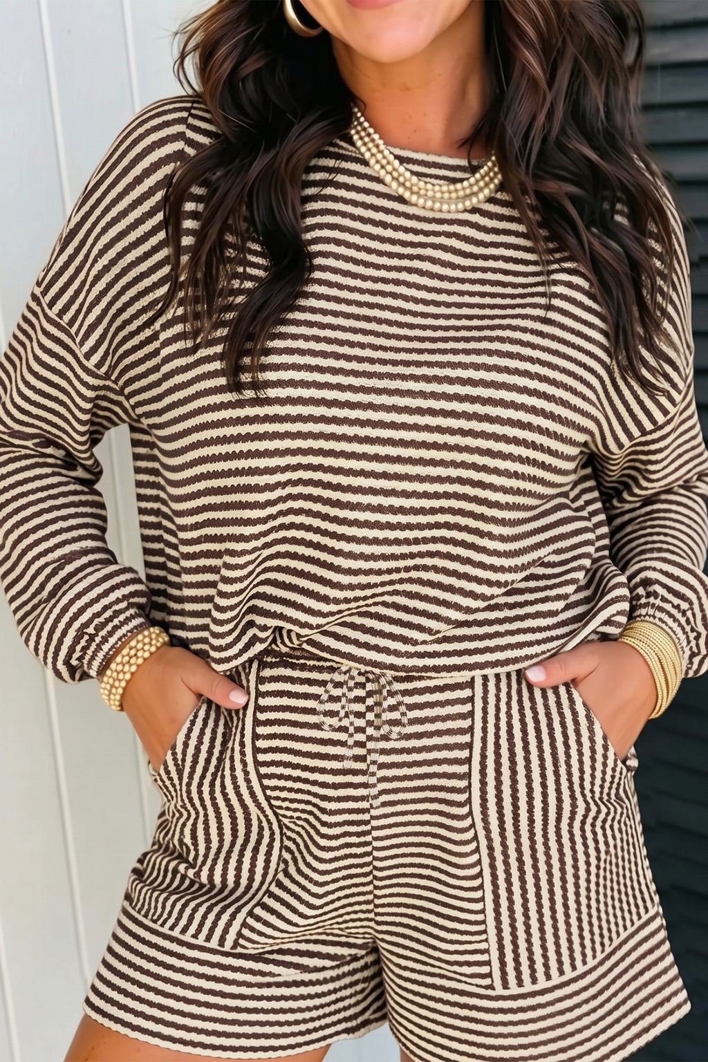 Striped Knit Short Set (4 Colors Available)