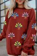 Turkey Graphic Corded Sweatshirt (4 Colors Available)