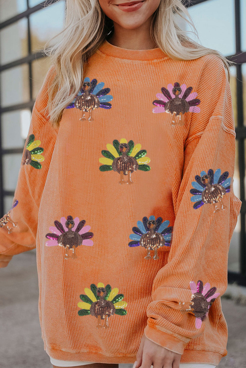 Turkey Graphic Corded Sweatshirt (4 Colors Available)