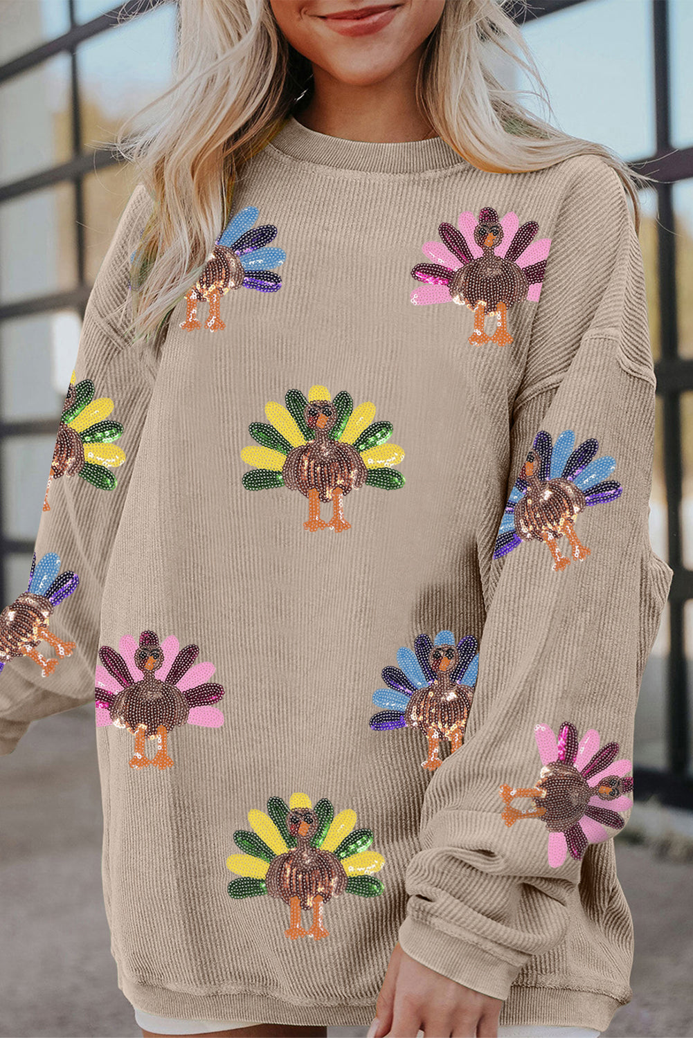 Turkey Graphic Corded Sweatshirt (4 Colors Available)