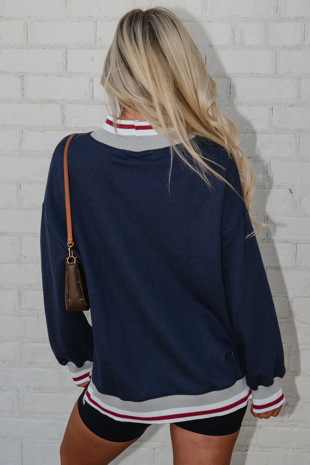 Striped Ribbed Neck & Trim Sweatshirt (2 Colors Available)