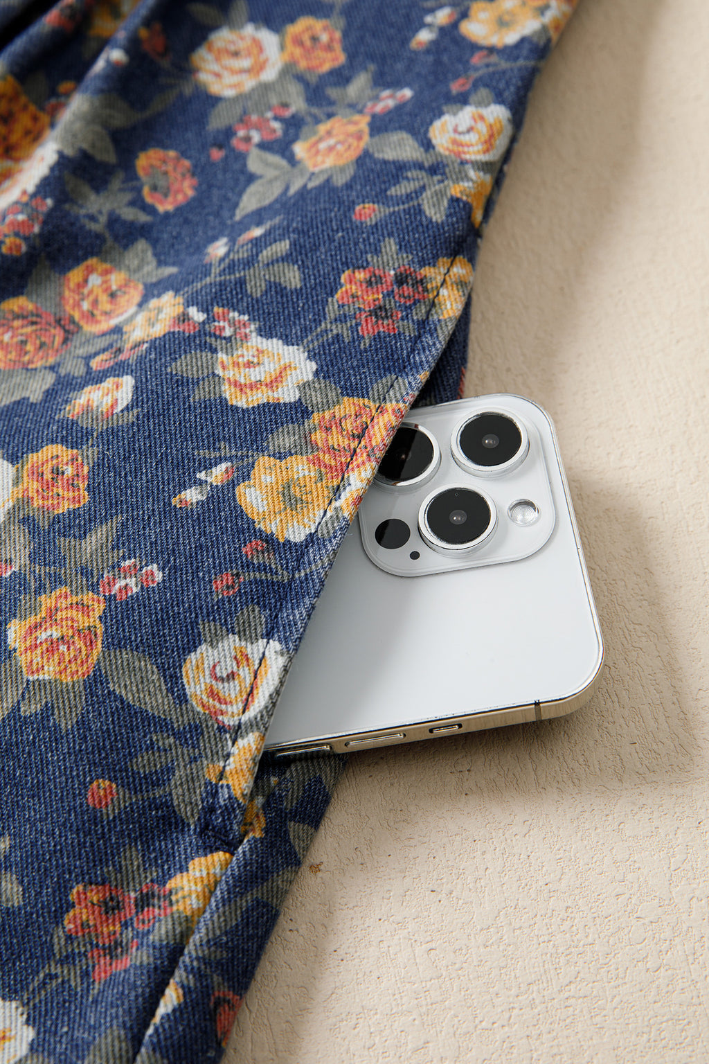 Floral Print Bow Tie V Neck Pleated Denim Romper