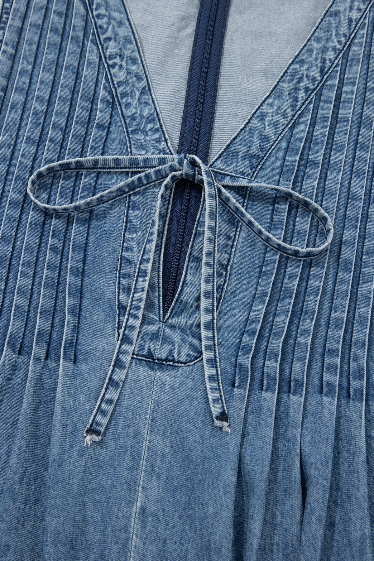 Acid Wash Denim Wide Leg Jumpsuit