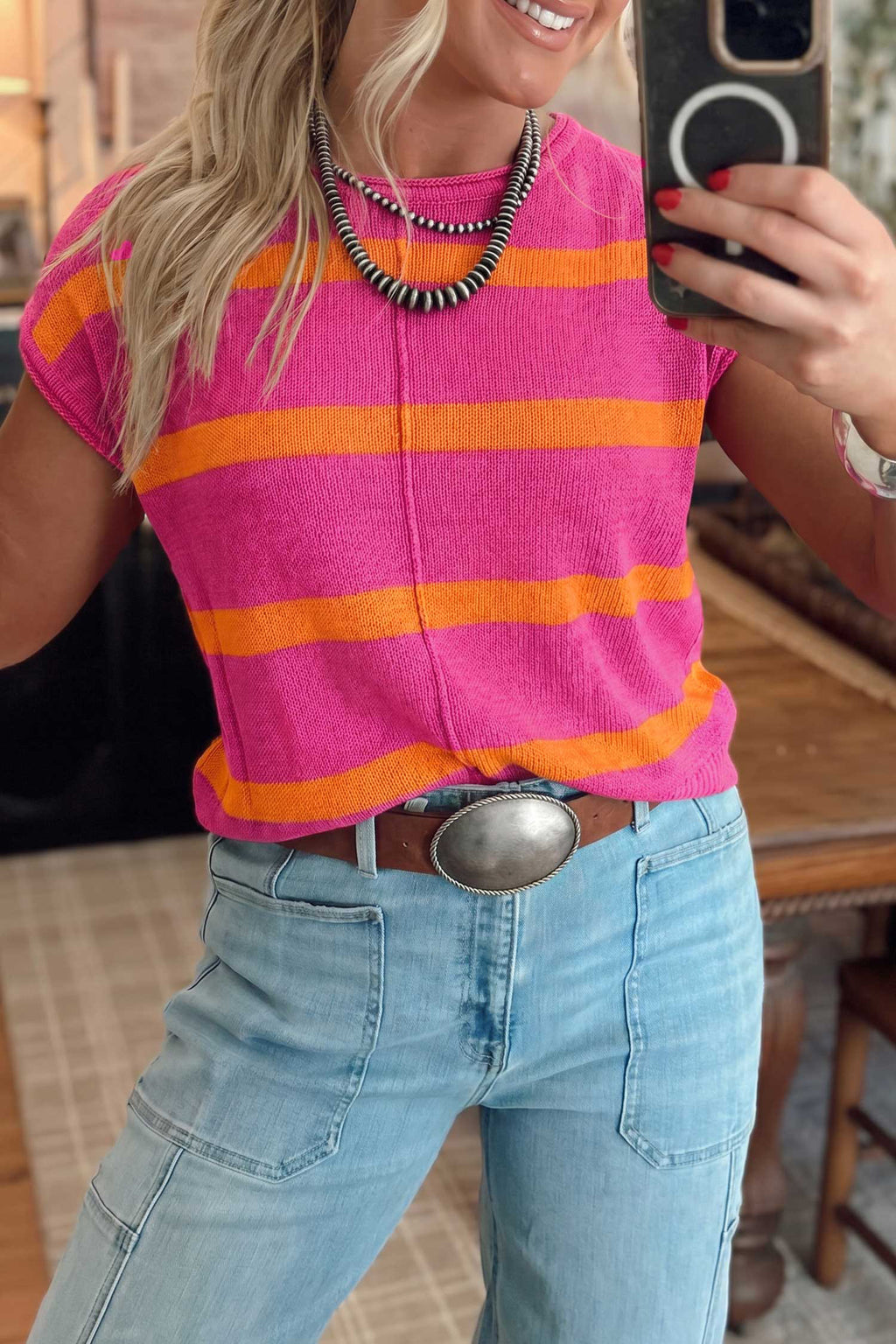 Striped Knit Cap Sleeve Sweater (3 Colors Available)