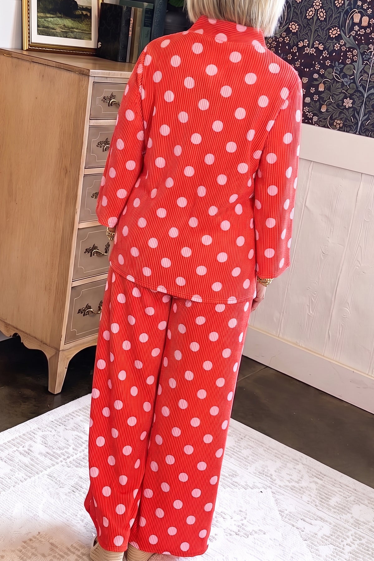 Polka Dot Mock Neck Pullover Set