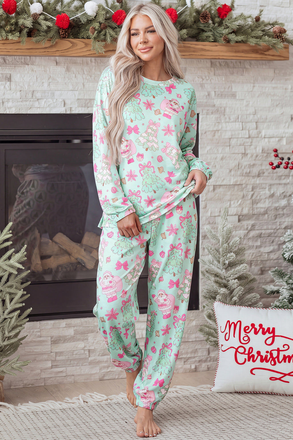 Green Abstract Christmas Lounge Set