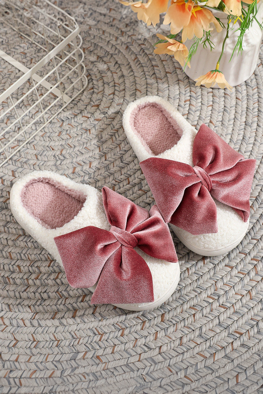 Pink Bow House Slippers